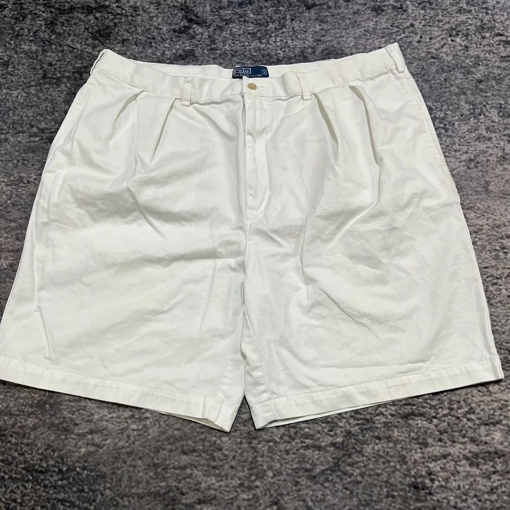 Vintage Polo‎ Ralph Lauren Tyler Shorts Mens 42 White  Big Chino Plated Classic
